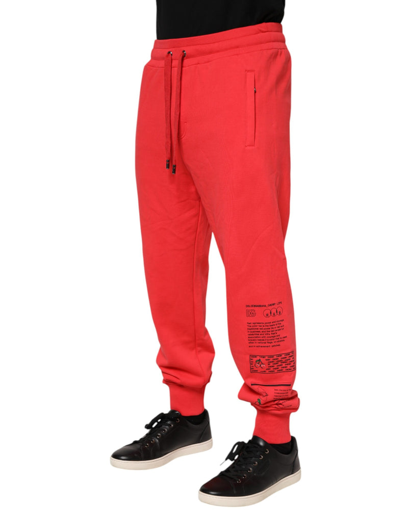 Calça jogger masculina de moletom de algodão vermelho Dolce & Gabbana