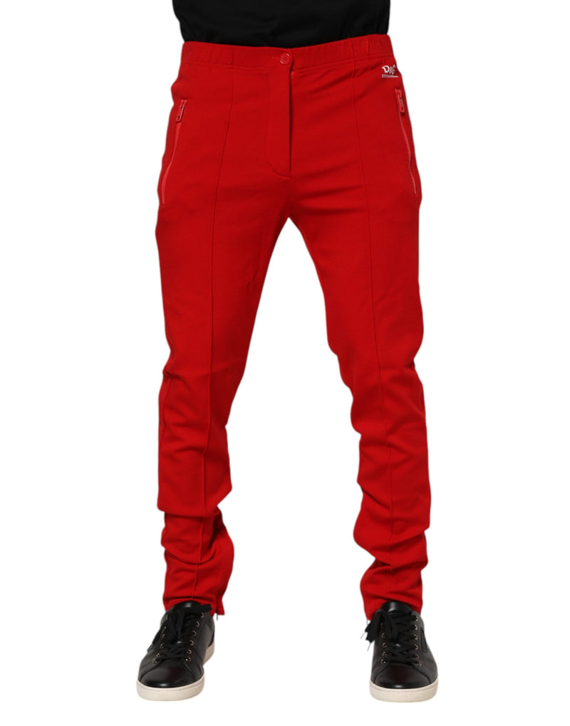 Pantalones deportivos jogger Dolce & Gabbana rojos, de viscosa y con logotipo, para hombre