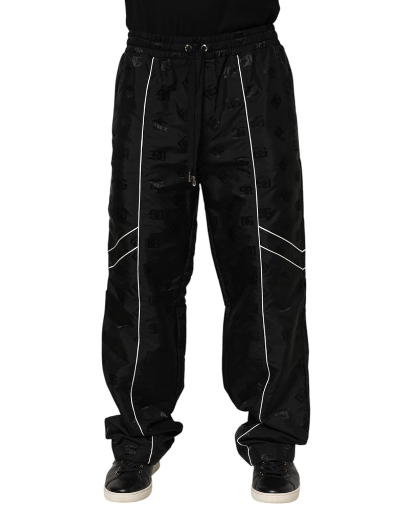Pantalon de jogging droit en coton noir Dolce & Gabbana