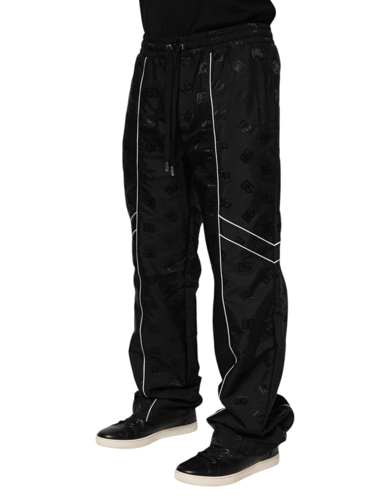 Pantalon de jogging droit en coton noir Dolce & Gabbana
