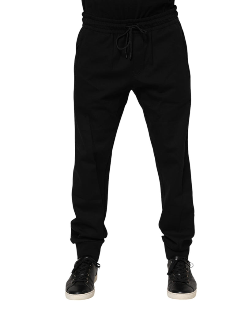 Calça de moletom jogger masculina preta de algodão Dolce & Gabbana