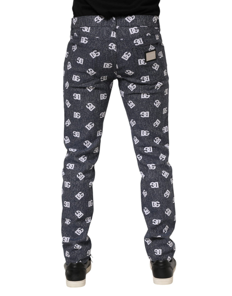 Calça jeans Dolce & Gabbana cinza-escura, skinny slim, de algodão e com logo