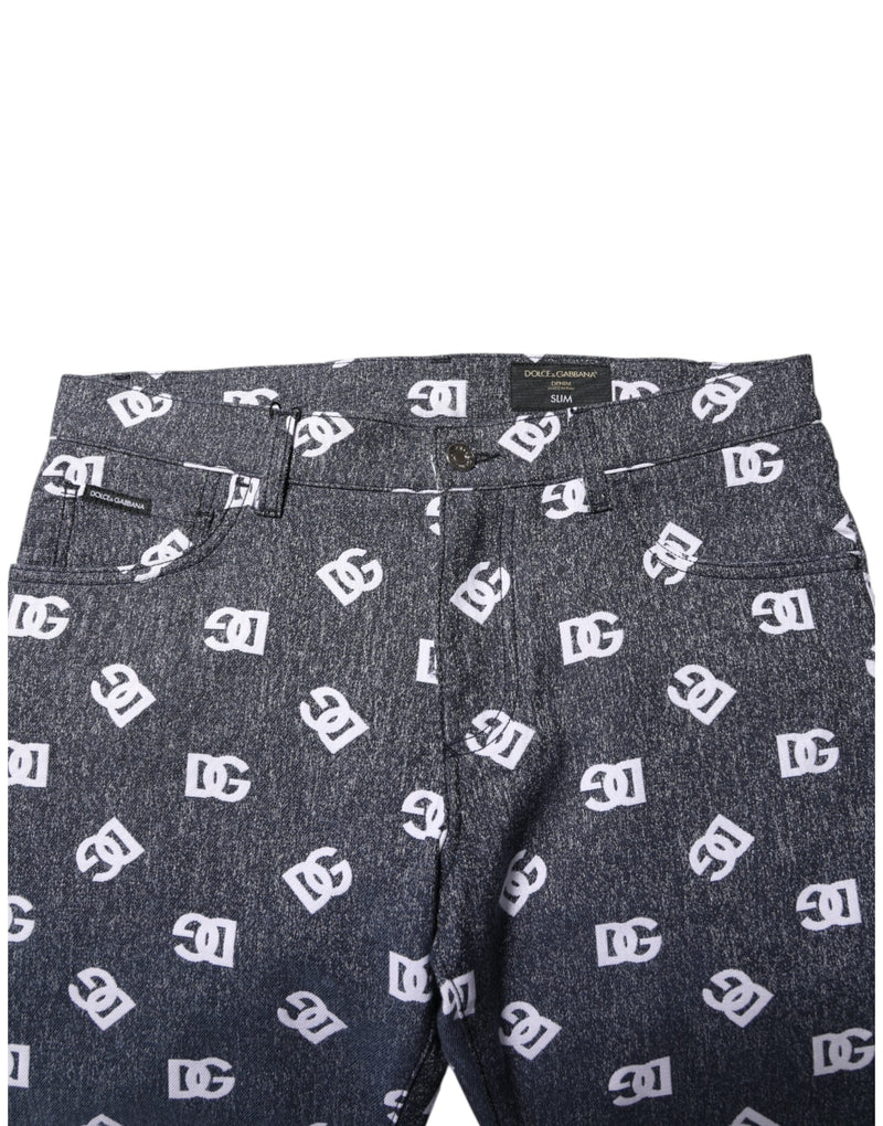 Calça jeans Dolce & Gabbana cinza-escura, skinny slim, de algodão e com logo