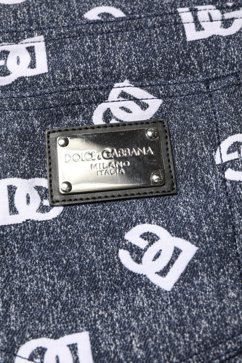 Calça jeans Dolce & Gabbana cinza-escura, skinny slim, de algodão e com logo