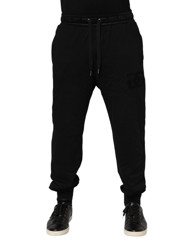 Pantalon de jogging en coton noir avec cordon de serrage Dolce & Gabbana
