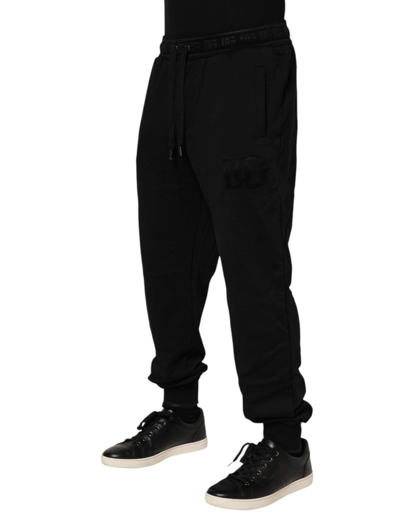 Pantalon de jogging en coton noir avec cordon de serrage Dolce & Gabbana