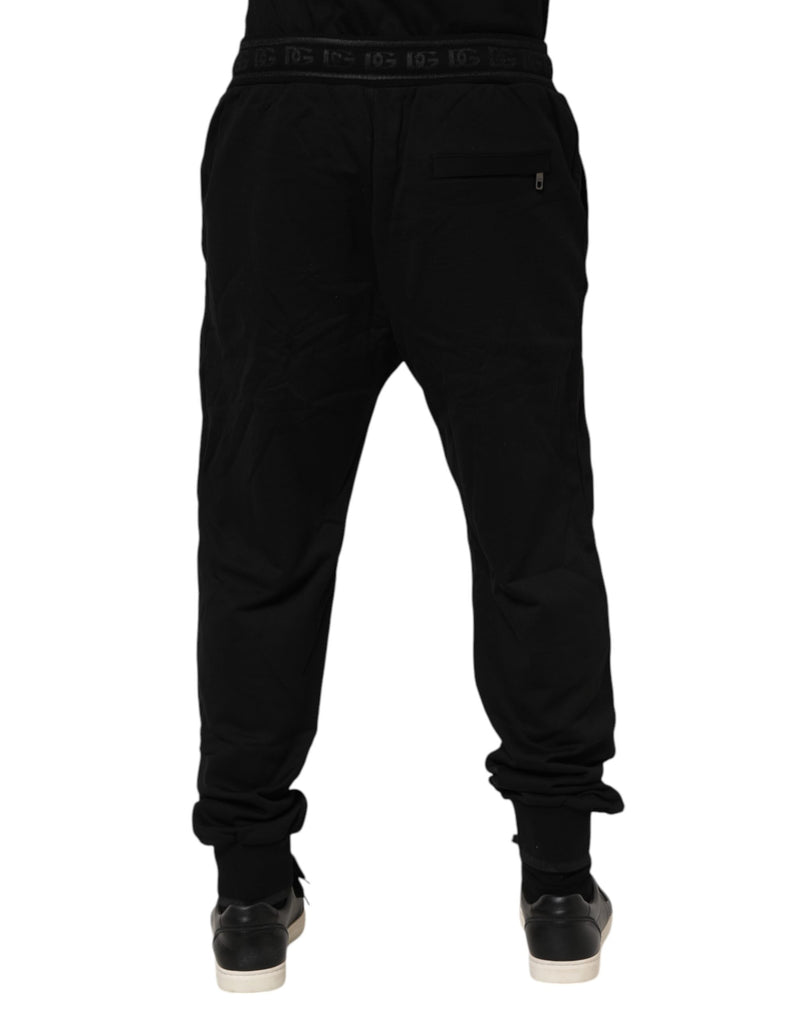 Pantalon de jogging en coton noir avec cordon de serrage Dolce & Gabbana