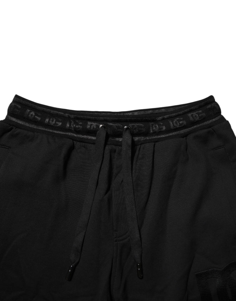 Pantalon de jogging en coton noir avec cordon de serrage Dolce & Gabbana