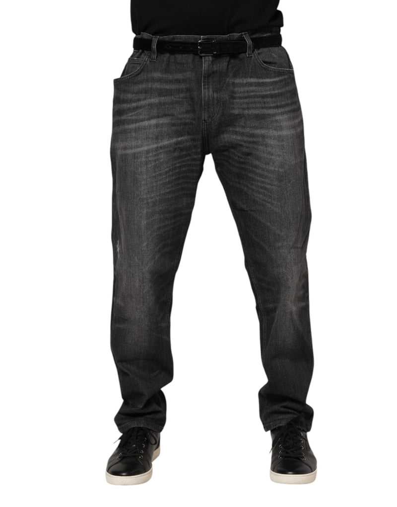 Dolce & Gabbana Jeans ampi in denim di cotone grigio slavato