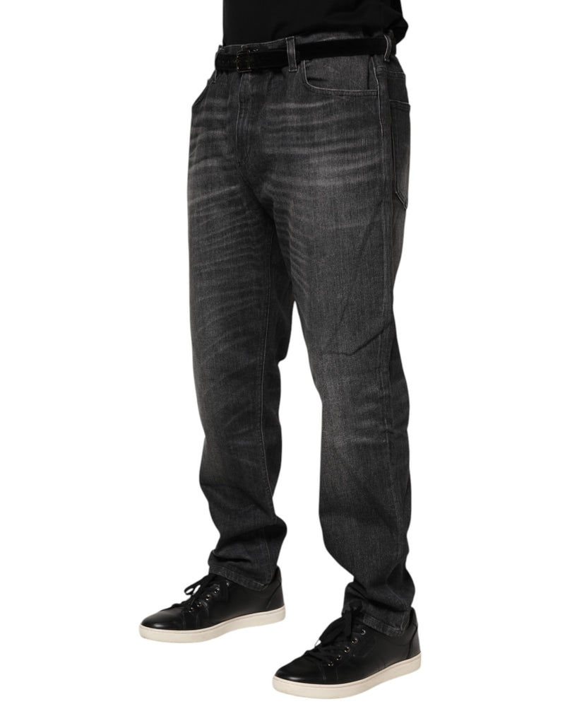 Dolce & Gabbana Jeans ampi in denim di cotone grigio slavato