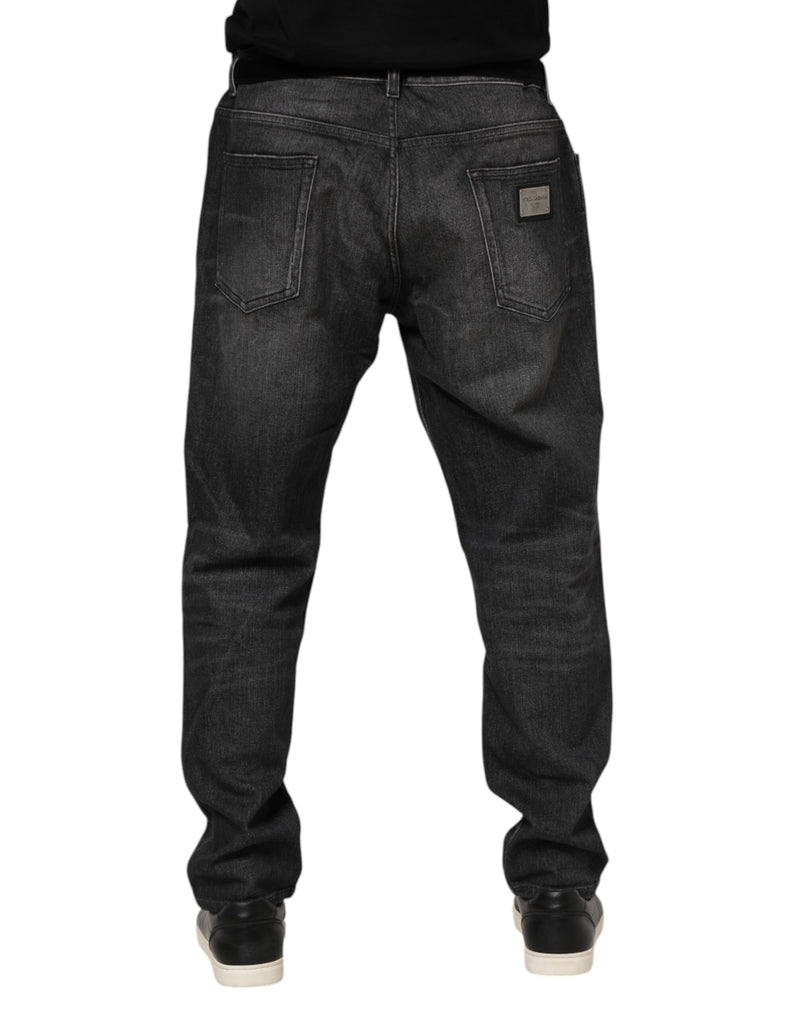 Dolce & Gabbana Jeans ampi in denim di cotone grigio slavato