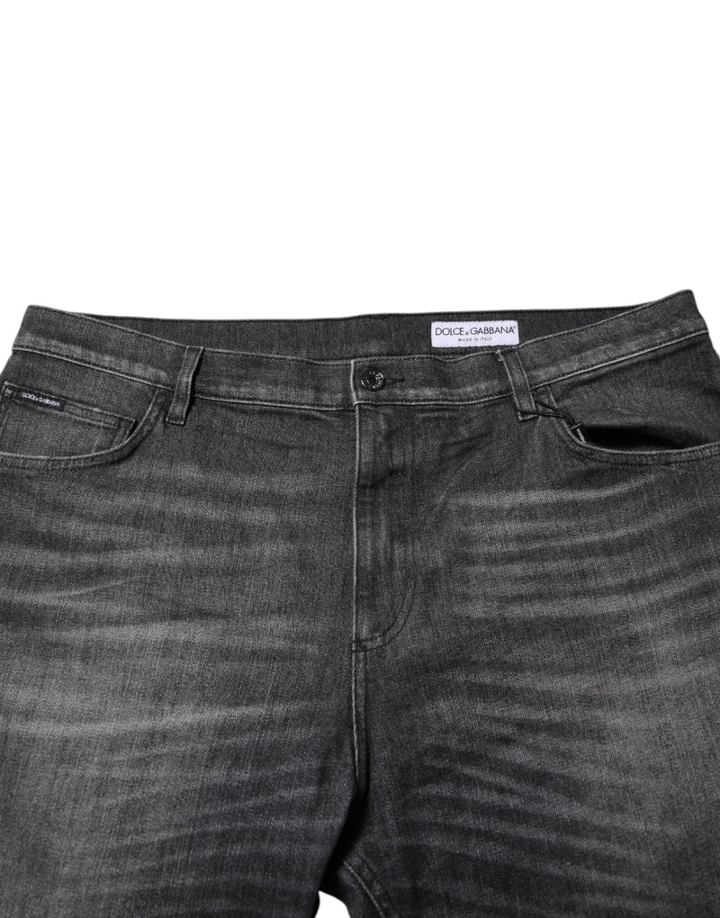 Dolce & Gabbana Jeans ampi in denim di cotone grigio slavato