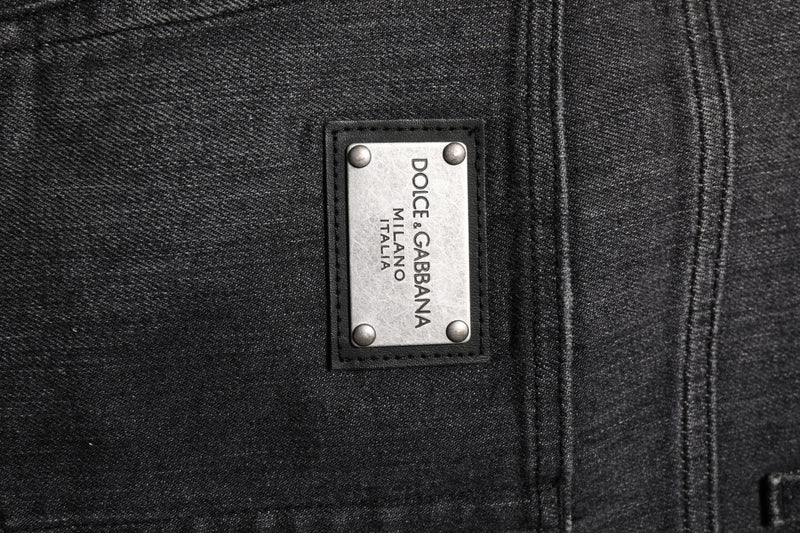 Dolce & Gabbana Jeans ampi in denim di cotone grigio slavato