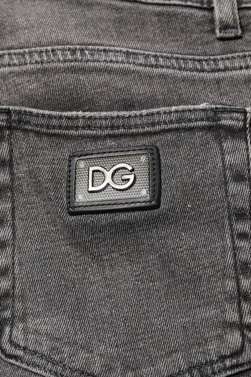 Dolce & Gabbana Jeans da uomo in denim di cotone grigio con placca logo