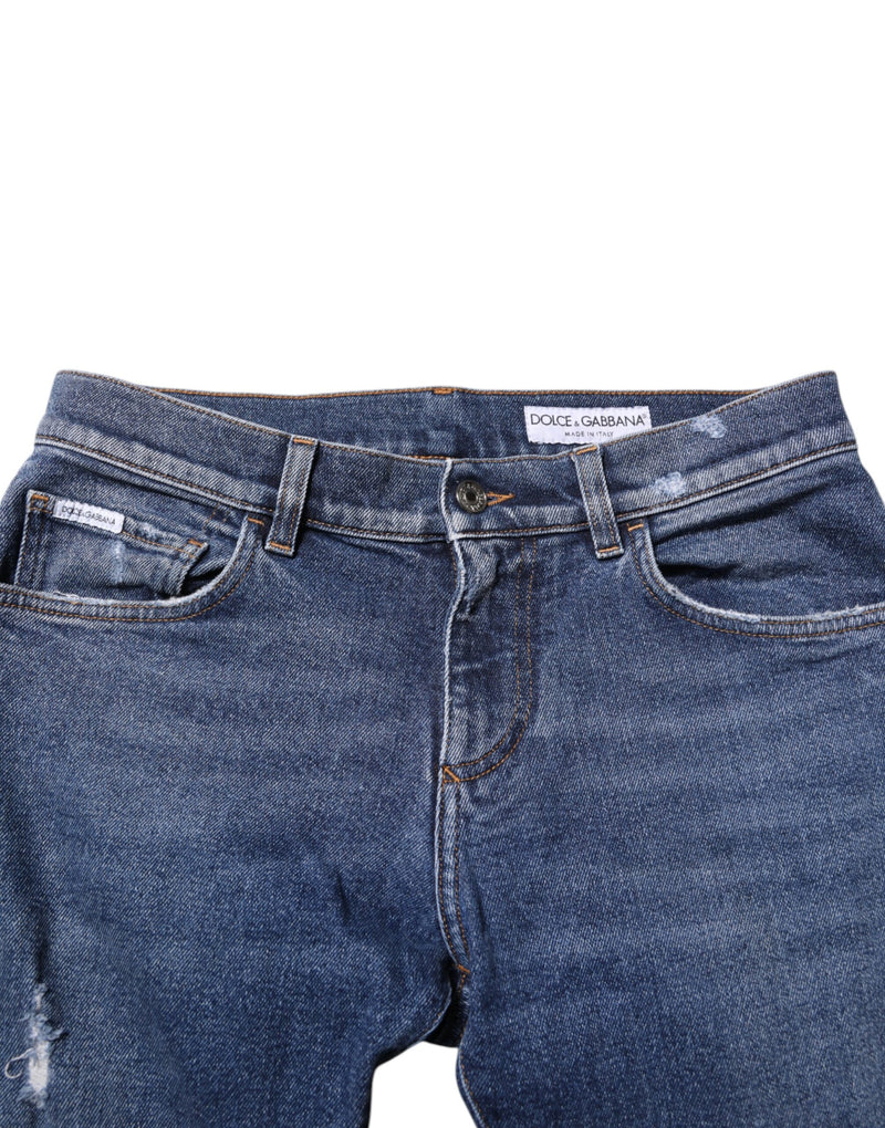 Vaqueros de mezclilla Dolce & Gabbana azules, de algodón, con placa con logotipo y corte ajustado, para hombre