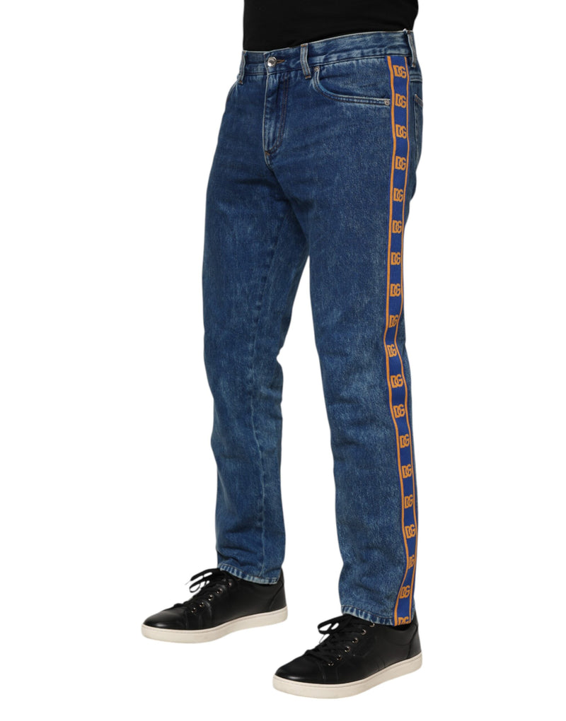 Dolce & Gabbana Jeans in denim di cotone blu con placca logo