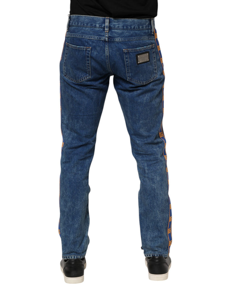 Dolce & Gabbana Jeans in denim di cotone blu con placca logo