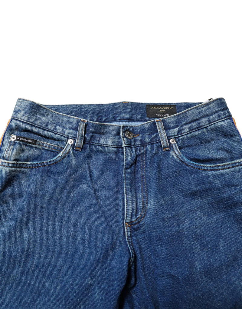 Dolce & Gabbana Jeans in denim di cotone blu con placca logo