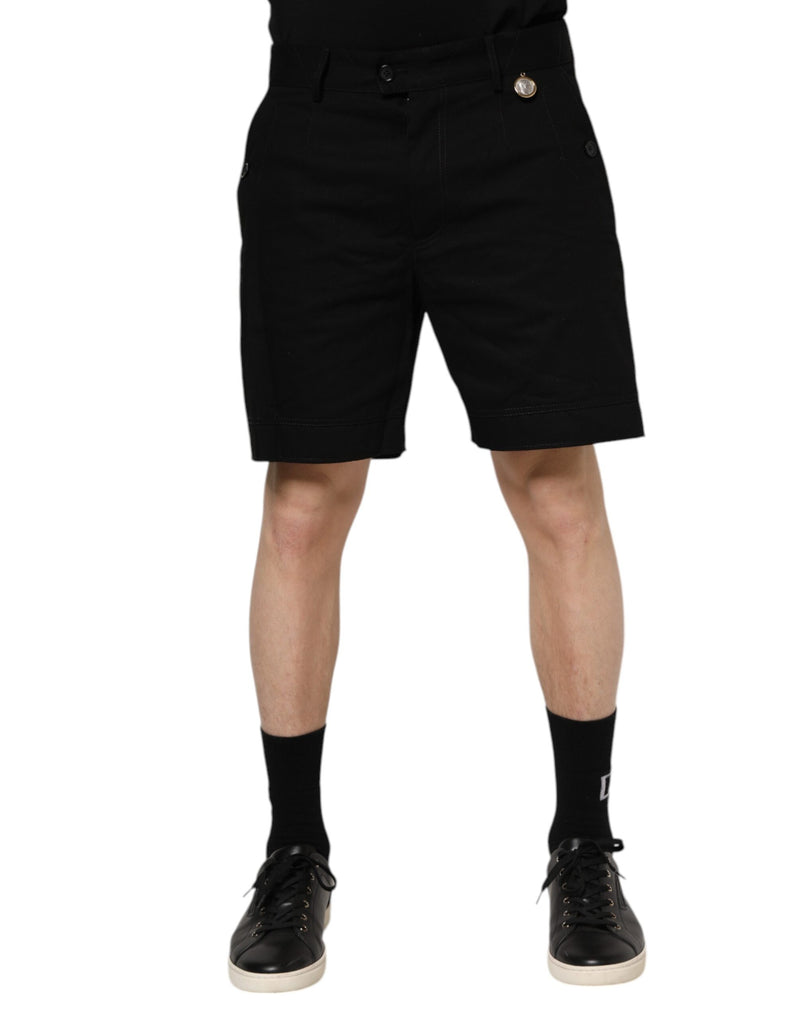 Dolce & Gabbana Black Cotton Knee Length Men Bermuda Shorts