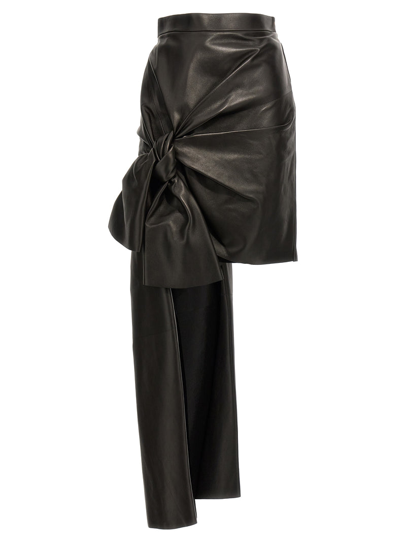 Alexander McQueen Maxi Bow Leather Skirt | Urbalenti™ NYC