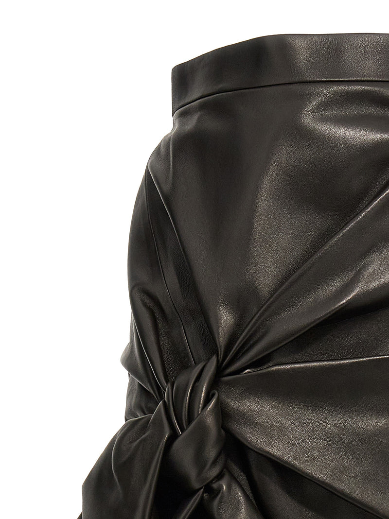 Alexander McQueen Maxi Bow Leather Skirt | Urbalenti™ NYC