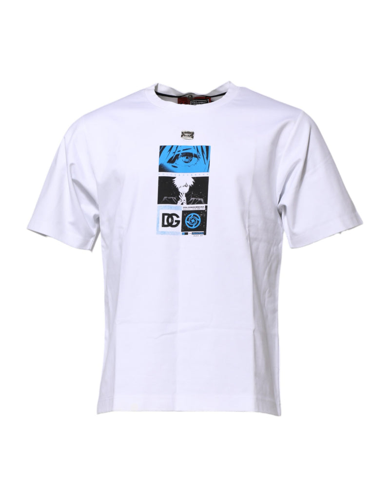 Camiseta de algodão branca com estampa gráfica e gola careca Dolce & Gabbana