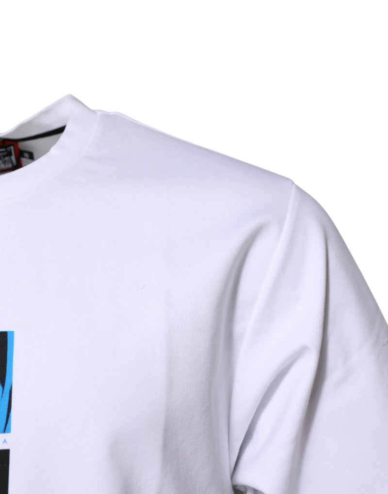 Camiseta de algodão branca com estampa gráfica e gola careca Dolce & Gabbana