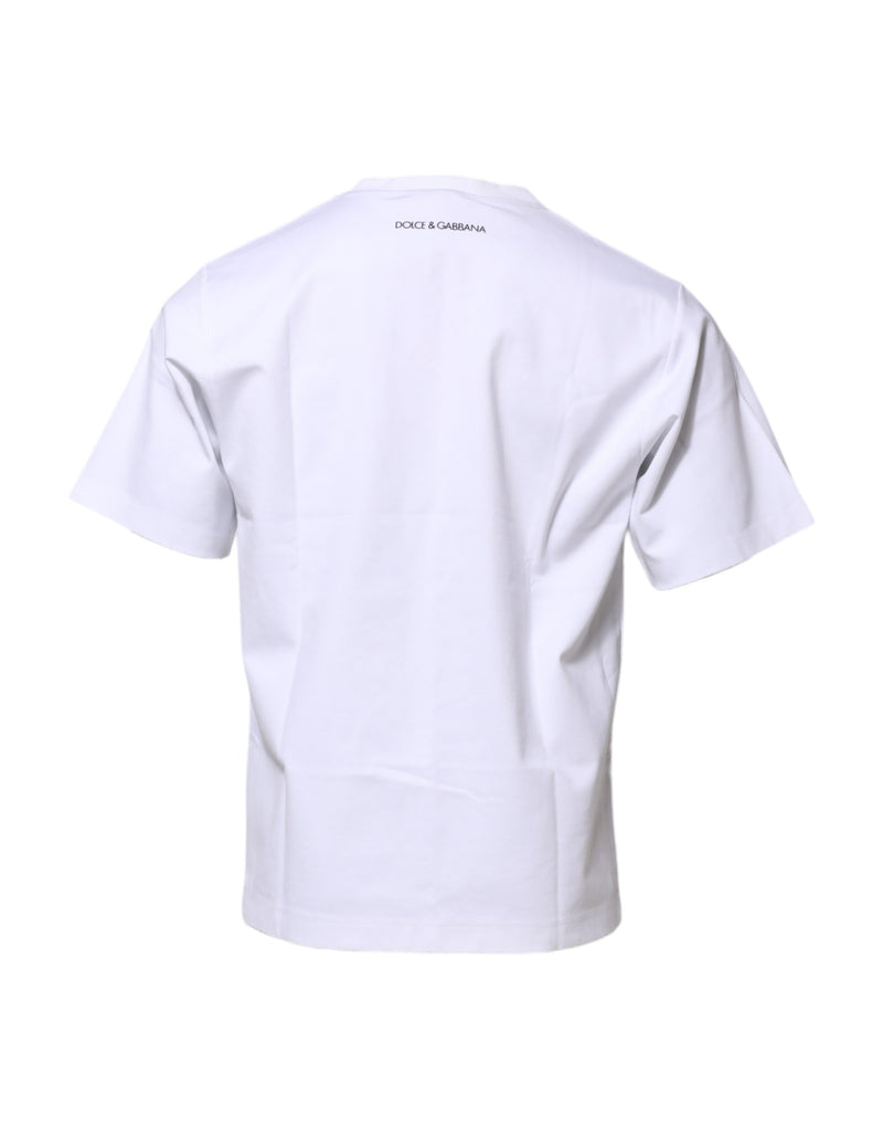 Camiseta de algodão branca com estampa gráfica e gola careca Dolce & Gabbana