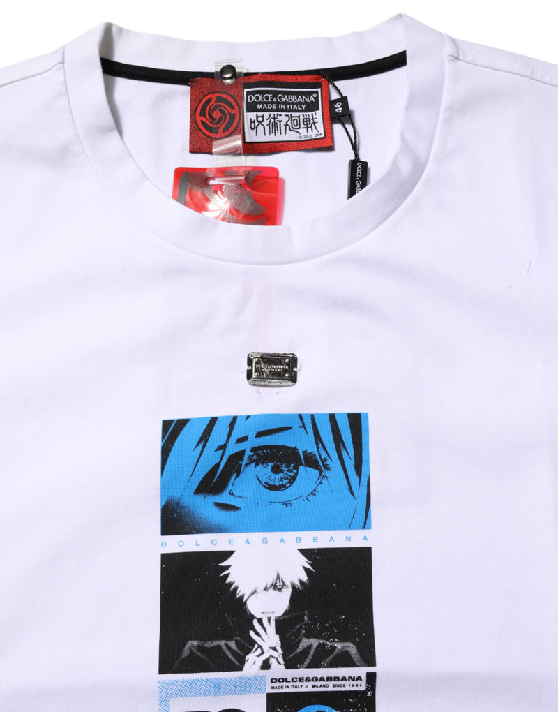 Camiseta de algodão branca com estampa gráfica e gola careca Dolce & Gabbana