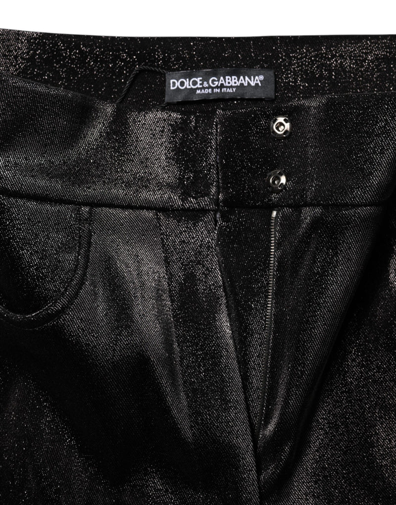 Pantalones de algodón negro elástico con hilo plateado de lúrex de Dolce & Gabbana