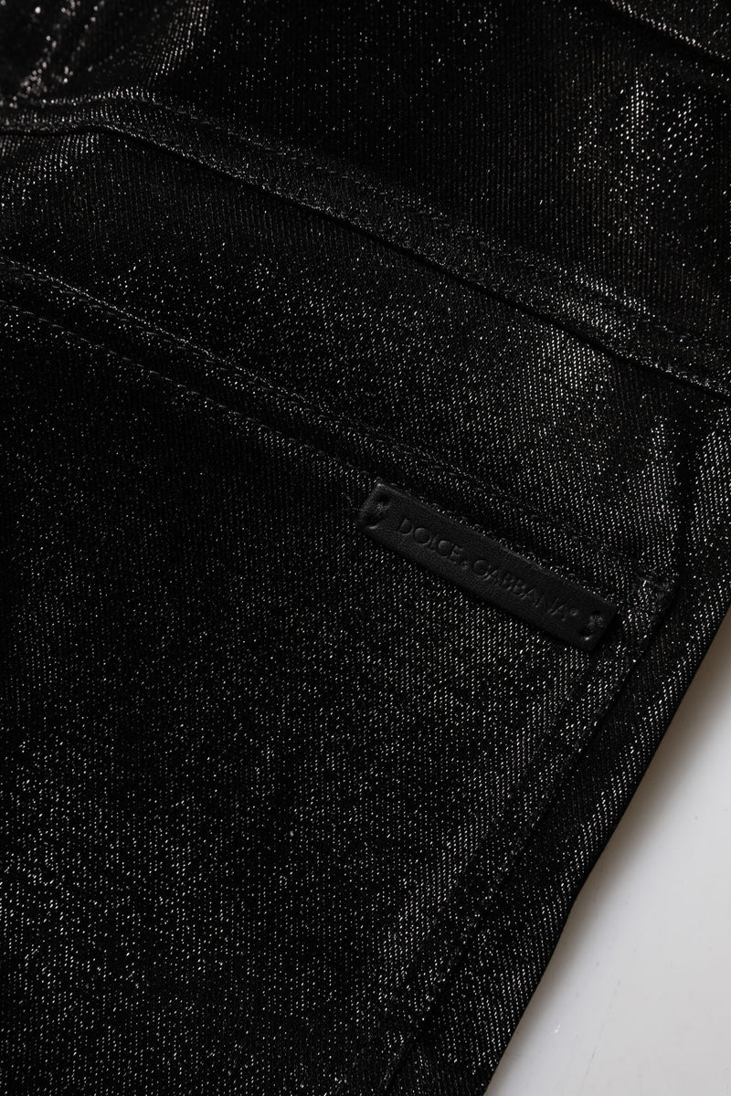 Pantalones de algodón negro elástico con hilo plateado de lúrex de Dolce & Gabbana