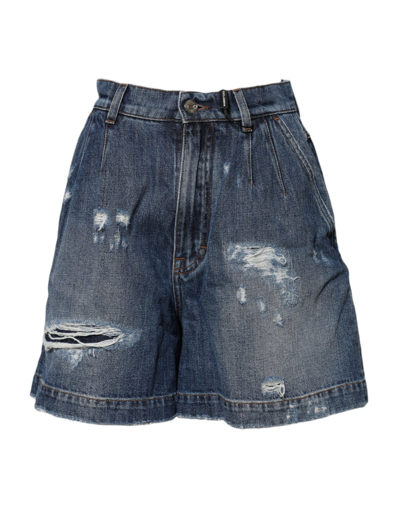 Bermuda jeans de algodão azul desgastada Dolce & Gabbana