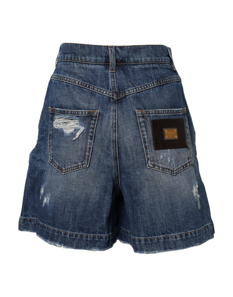 Bermuda jeans de algodão azul desgastada Dolce & Gabbana