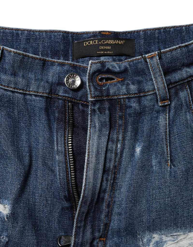 Bermuda jeans de algodão azul desgastada Dolce & Gabbana