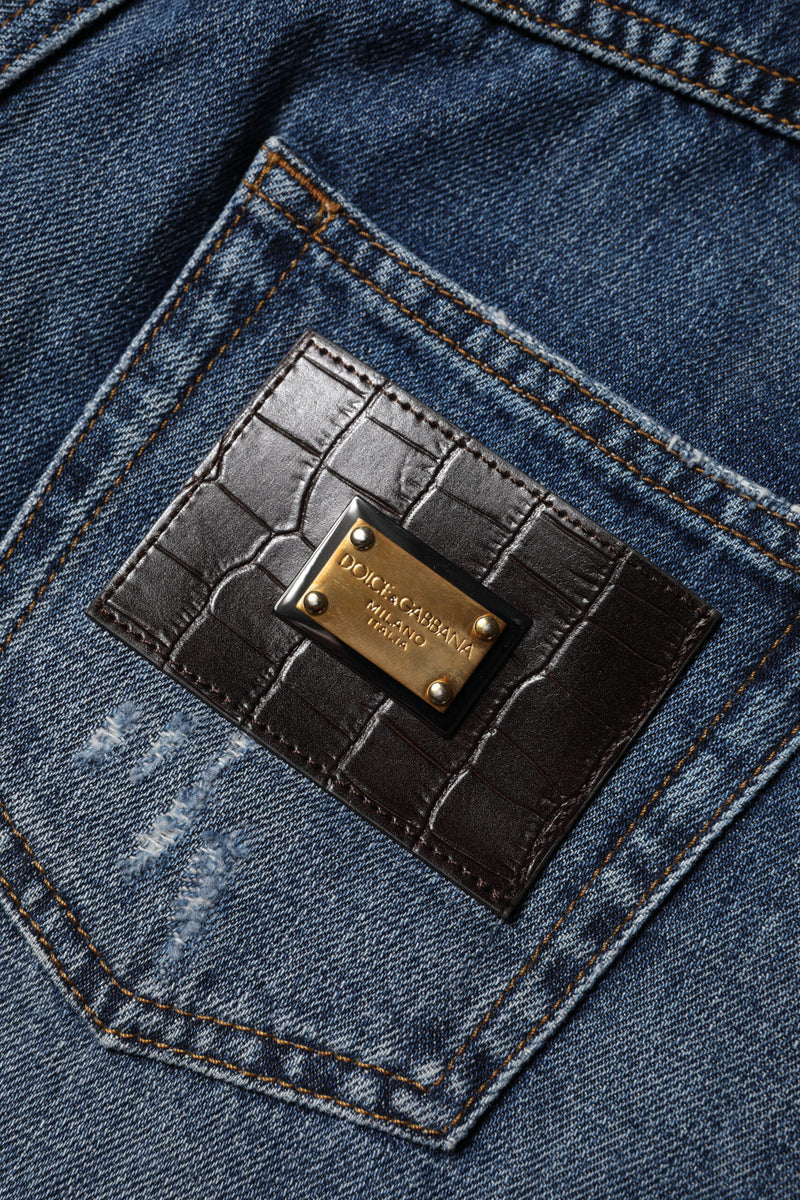 Bermuda jeans de algodão azul desgastada Dolce & Gabbana