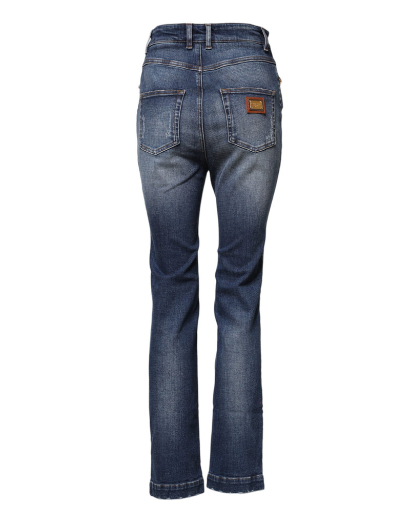 Jeans Dolce & Gabbana em denim azul com aplicação de strass