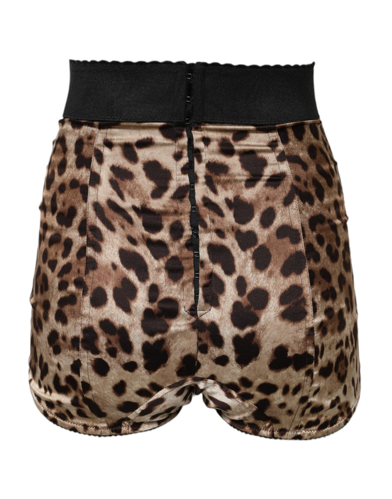 Shorts muy cortos Dolce & Gabbana marrones con estampado de leopardo y tiro alto