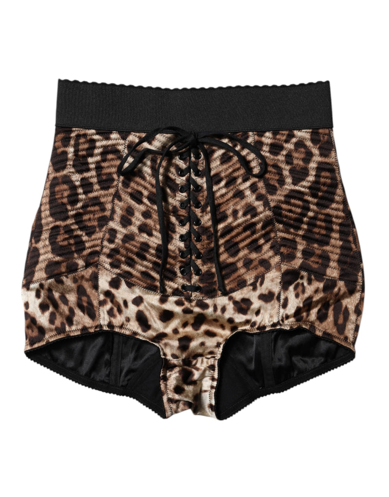 Shorts muy cortos Dolce & Gabbana marrones con estampado de leopardo y tiro alto