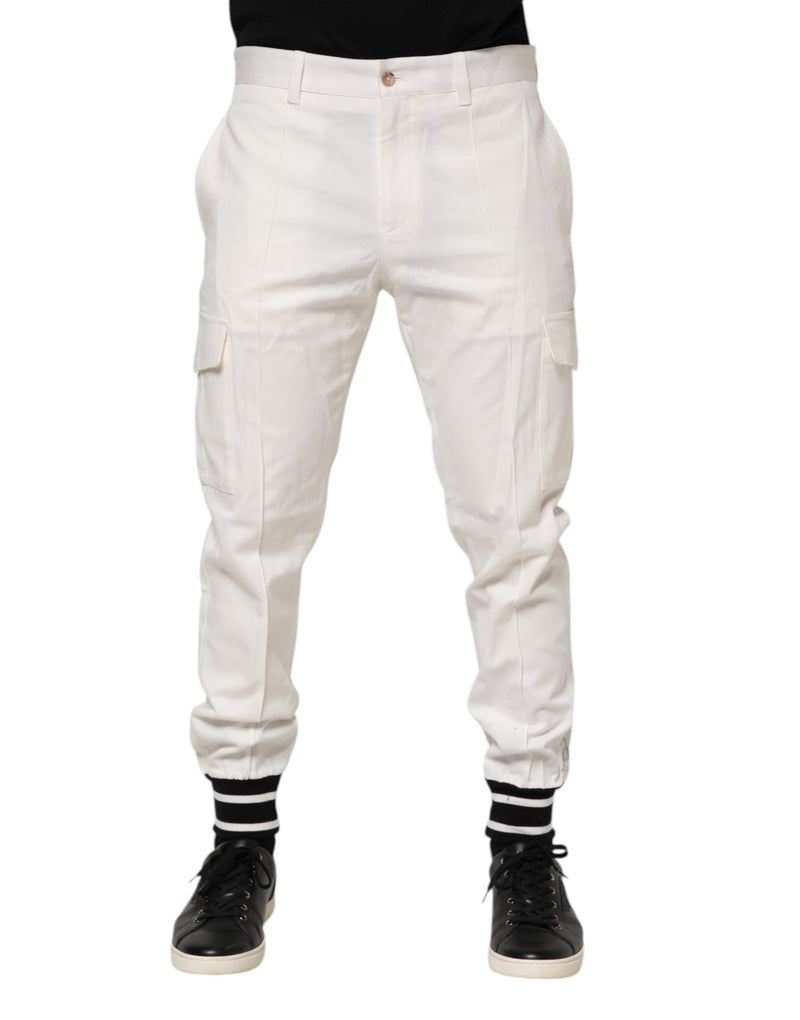 Pantalon cargo de jogging skinny blanc en coton pour homme Dolce & Gabbana