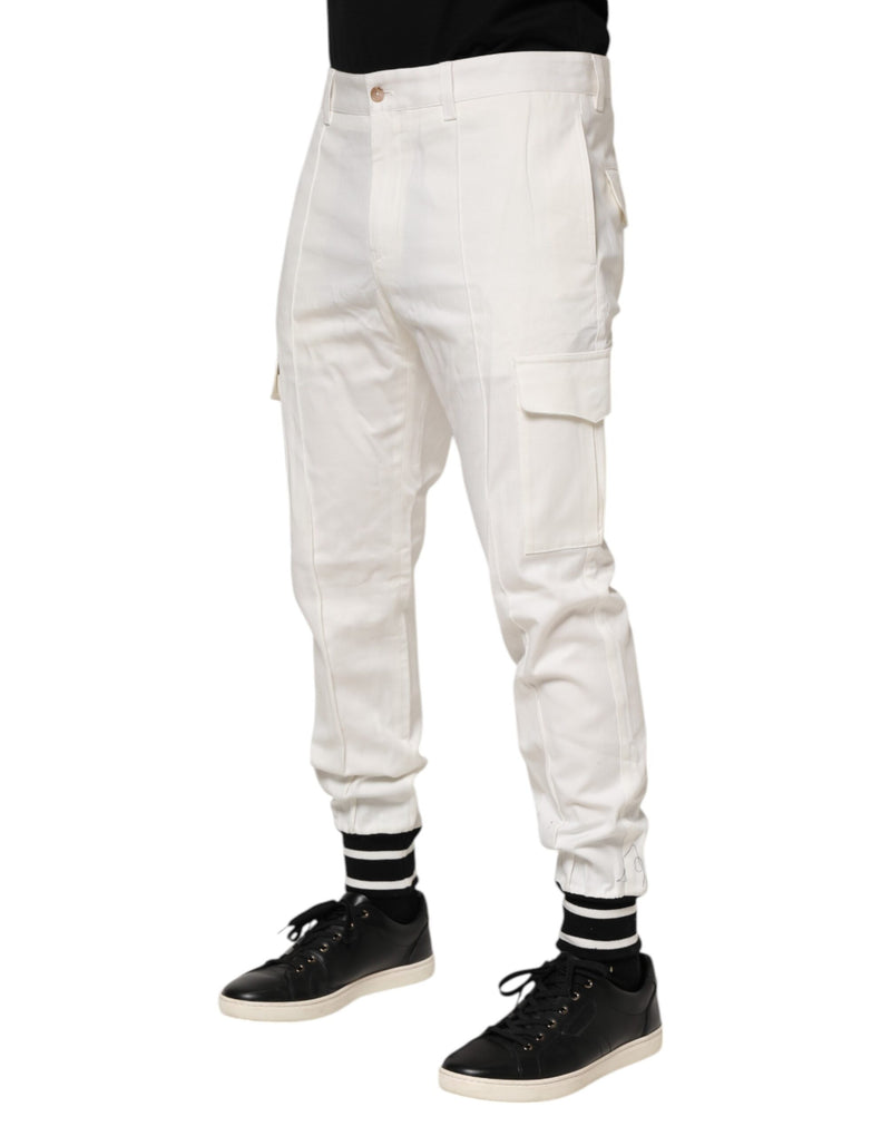 Pantalon cargo de jogging skinny blanc en coton pour homme Dolce & Gabbana