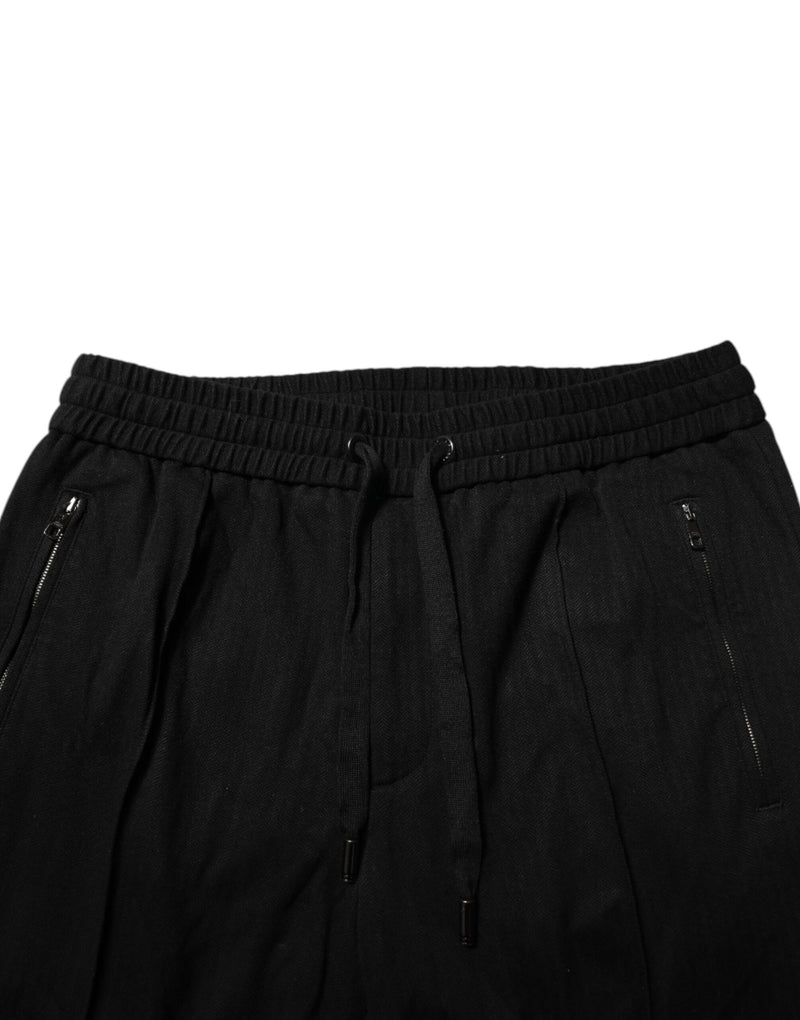 Dolce & Gabbana Pantaloni jogger skinny neri in viscosa con logo da uomo