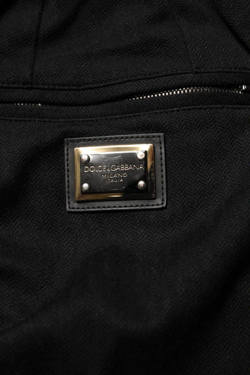 Dolce & Gabbana Pantaloni jogger skinny neri in viscosa con logo da uomo