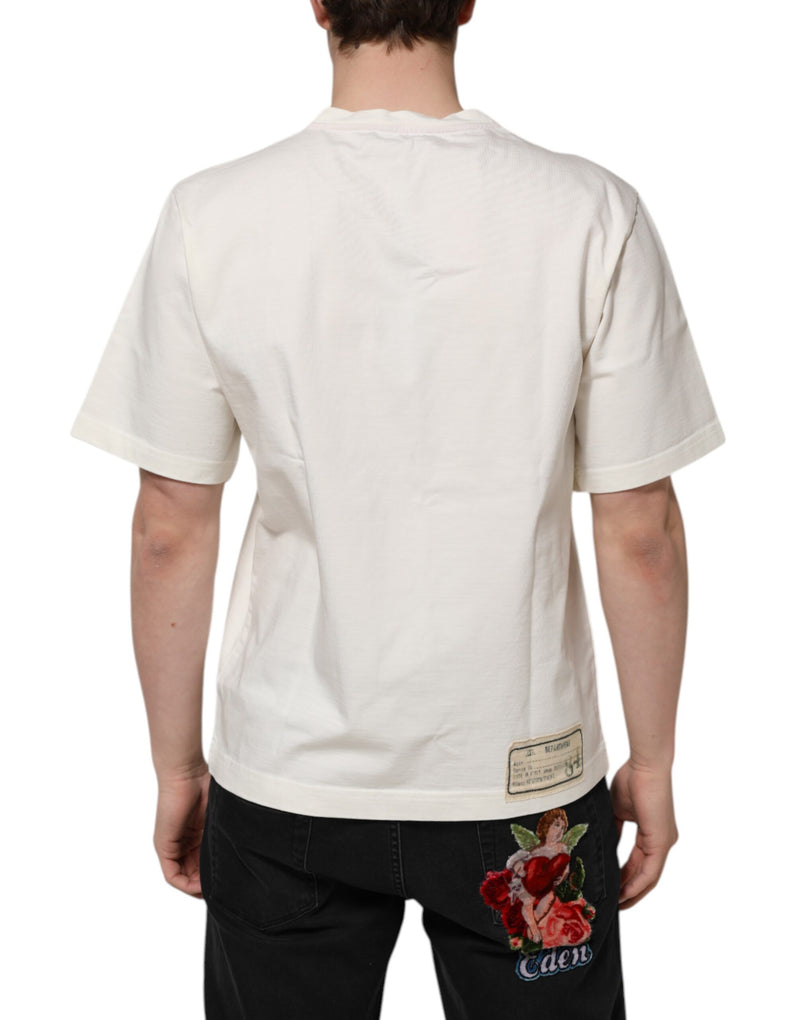 T-shirt blanc en coton à col rond « Love Peace » pour homme Dolce & Gabbana