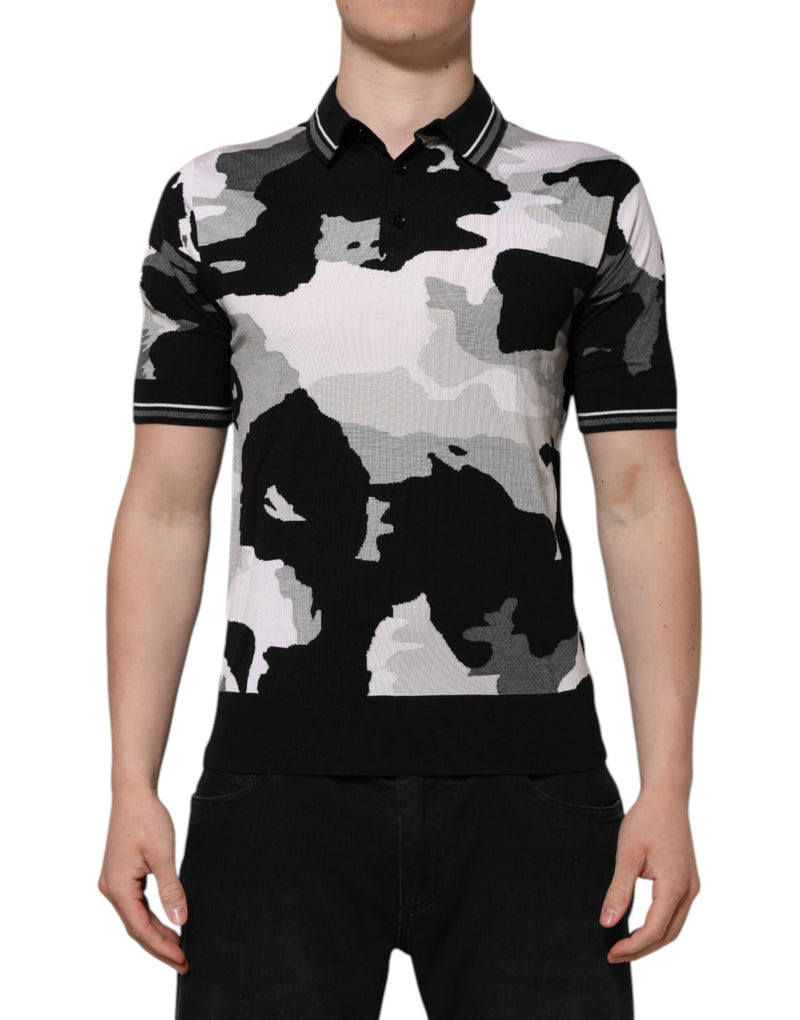 Camiseta polo multicolor con estampado de camuflaje y cuello Dolce & Gabbana