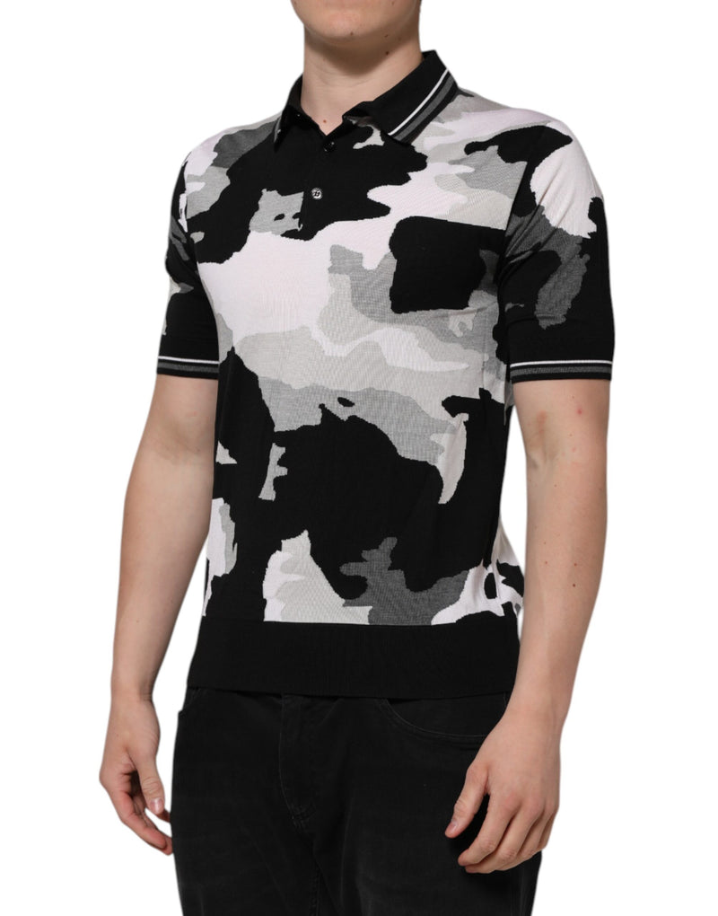 Camiseta polo multicolor con estampado de camuflaje y cuello Dolce & Gabbana