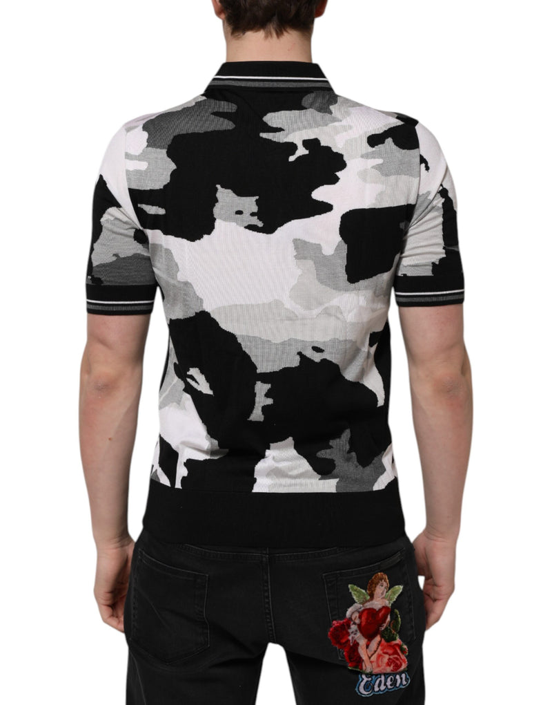 Camiseta polo multicolor con estampado de camuflaje y cuello Dolce & Gabbana