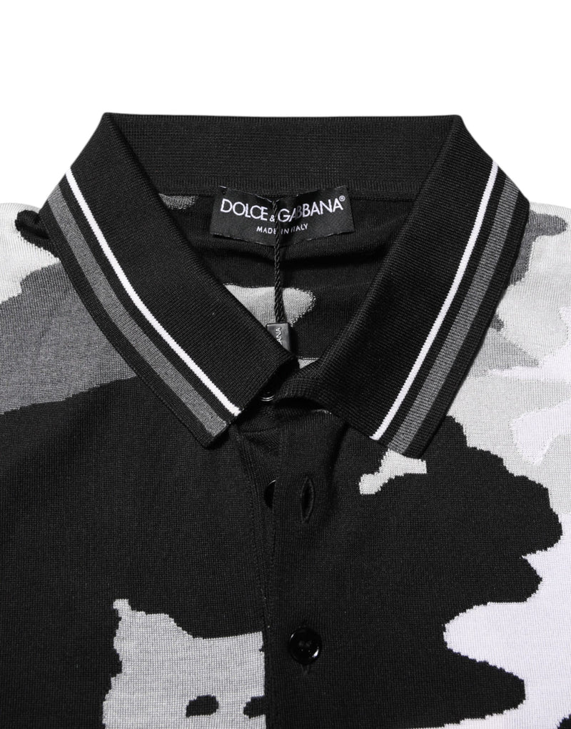 Camiseta polo multicolor con estampado de camuflaje y cuello Dolce & Gabbana
