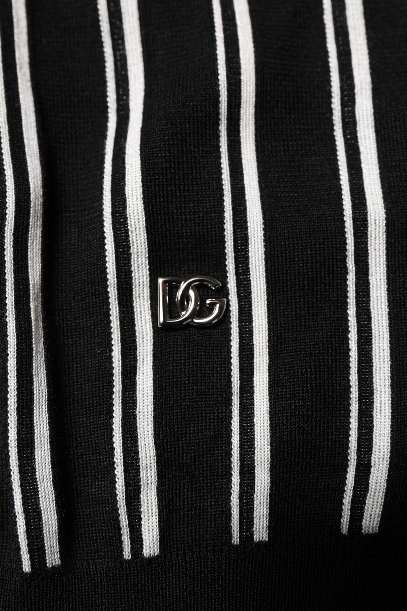 Dolce & Gabbana Black White Stripes Collared Polo T-shirt