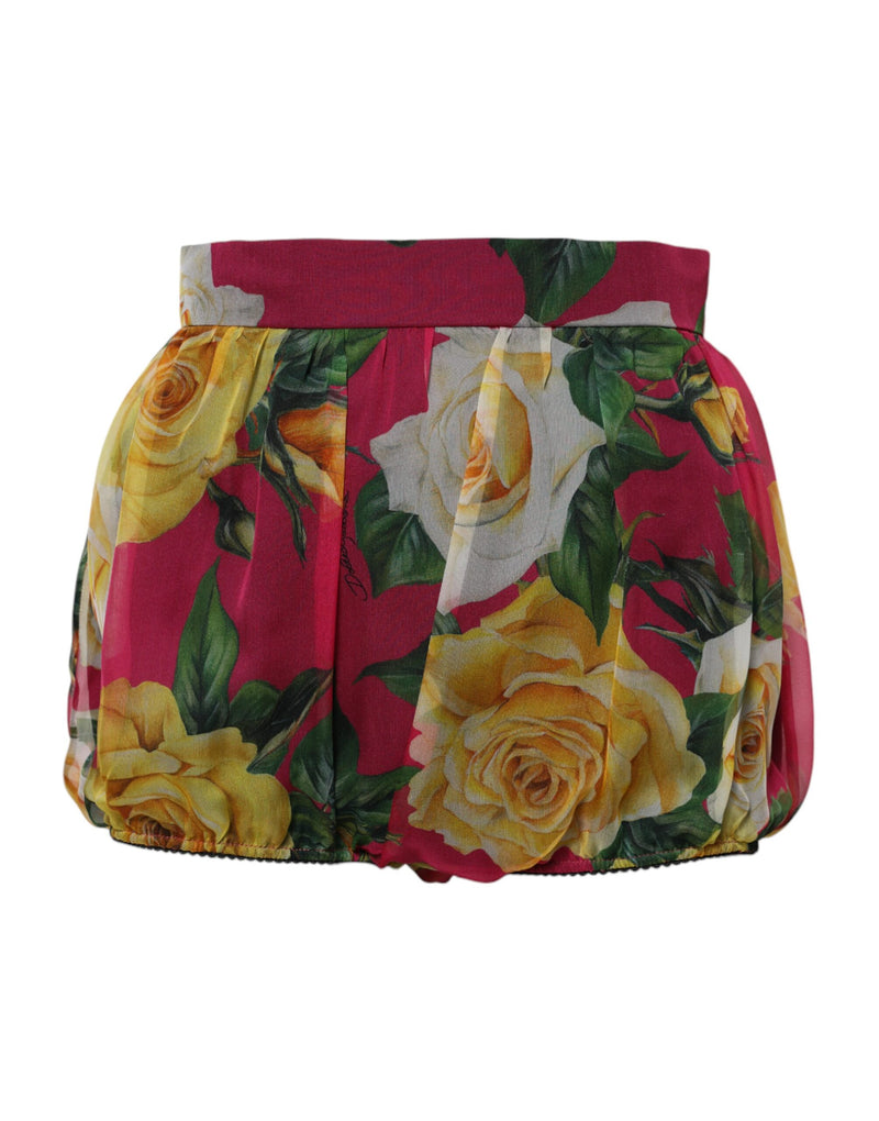 Pantalones cortos muy cortos de talle alto con estampado floral rojo para mujer de Dolce & Gabbana