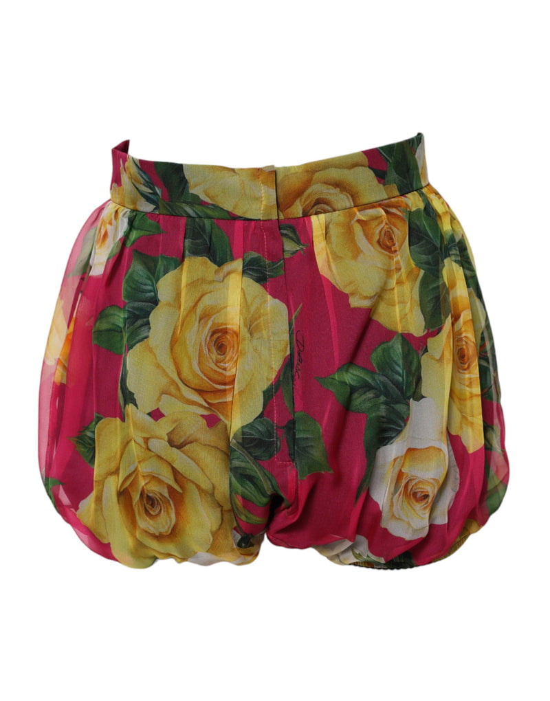 Pantalones cortos muy cortos de talle alto con estampado floral rojo para mujer de Dolce & Gabbana